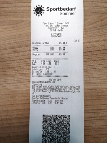 TSE Daten Rechnungsbon