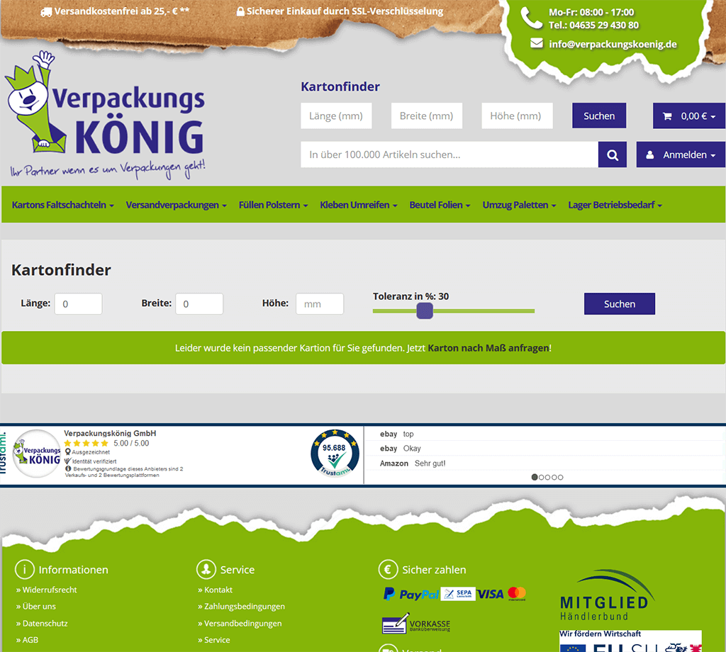 JTL-Shop Verpackungskoenig Kartonfinder mit Toleranzangabe