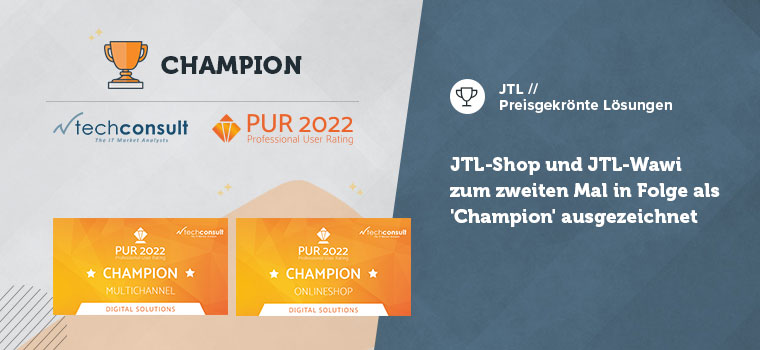 JTL mit Champion-Platzierungen für Onlineshop und Multichannel-Lösungen im PUR 2022