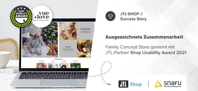 VUE LOVE gewinnt mit JTL-Shop und Snafu den Shop Usability Award 2021