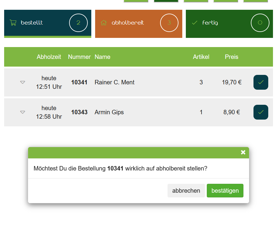 Online-Bestellung für Abholung in der Filiale von Globus Döner