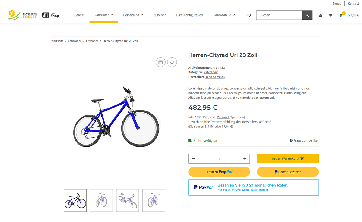 „Später Bezahlen“-Button im PayPal Checkout auf der Produktdetailseite in JTL-Shop