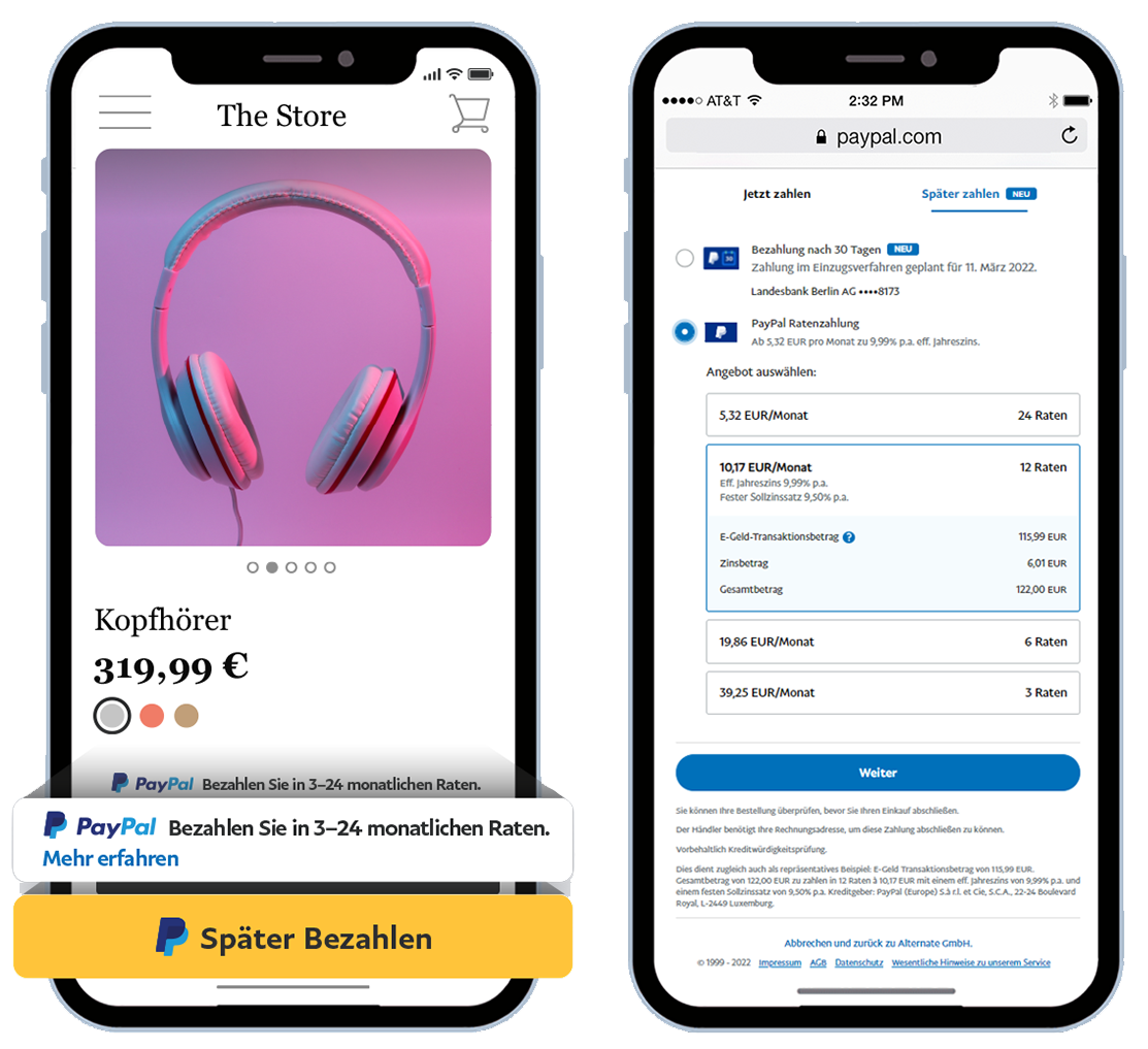 PayPal Checkout ermöglicht Ratenzahlung und 