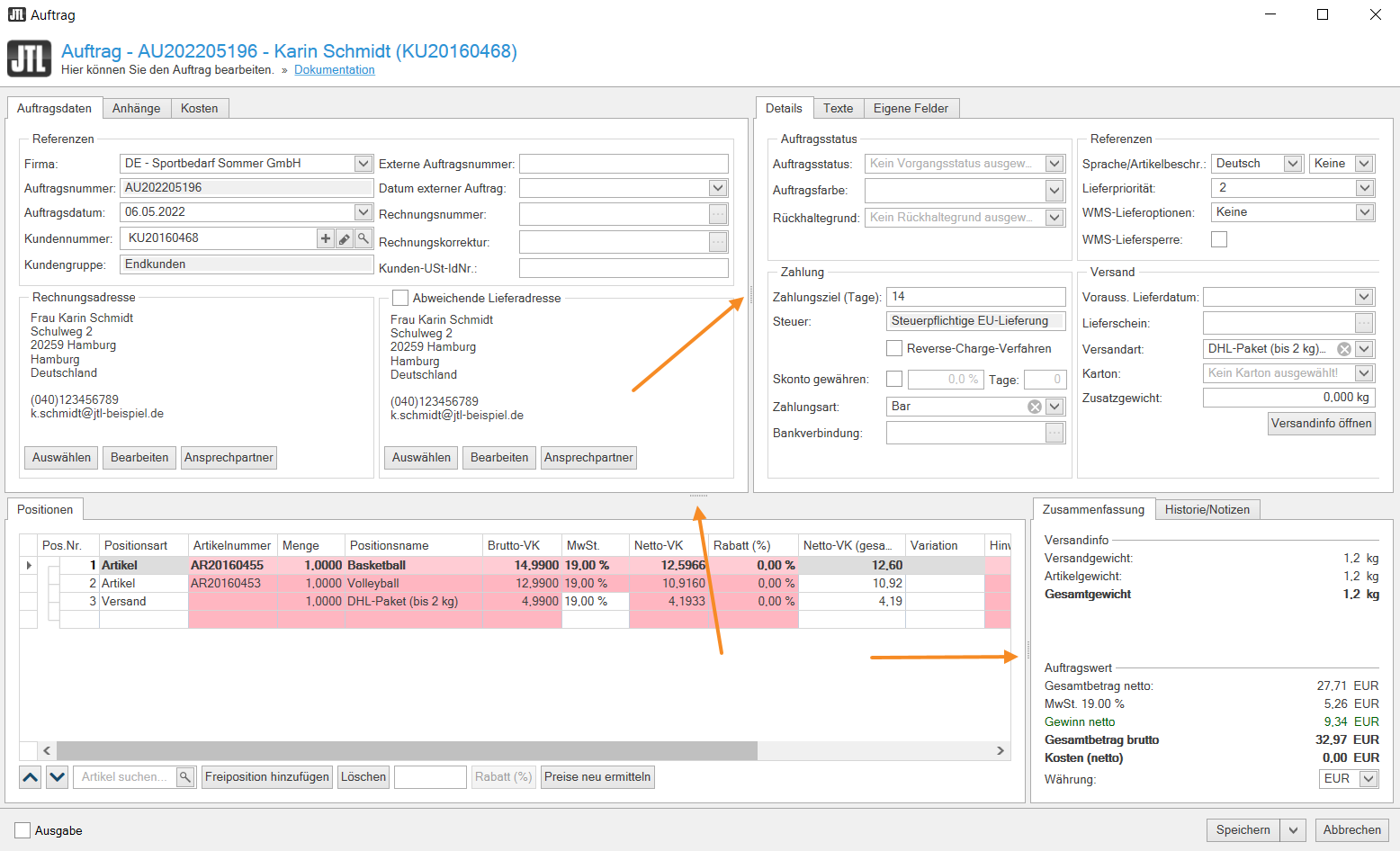 Auftrag Neue Freiheiten im Verkauf JTL-Wawi 1.6