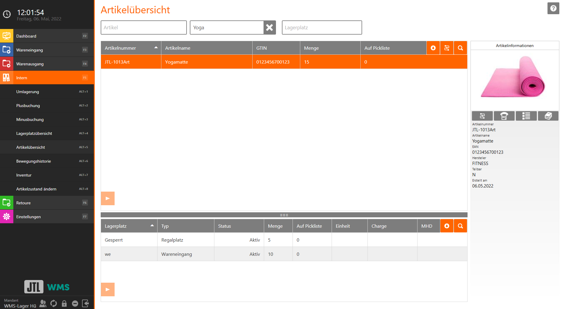 JTL-Fulfillment Network Artikelübersicht