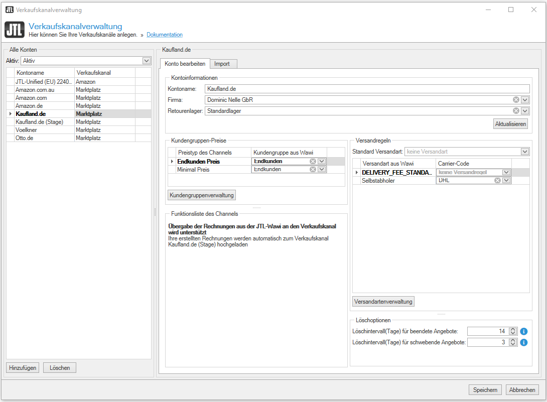 JTL-Wawi 1.6 Marktplatzschnittstelle