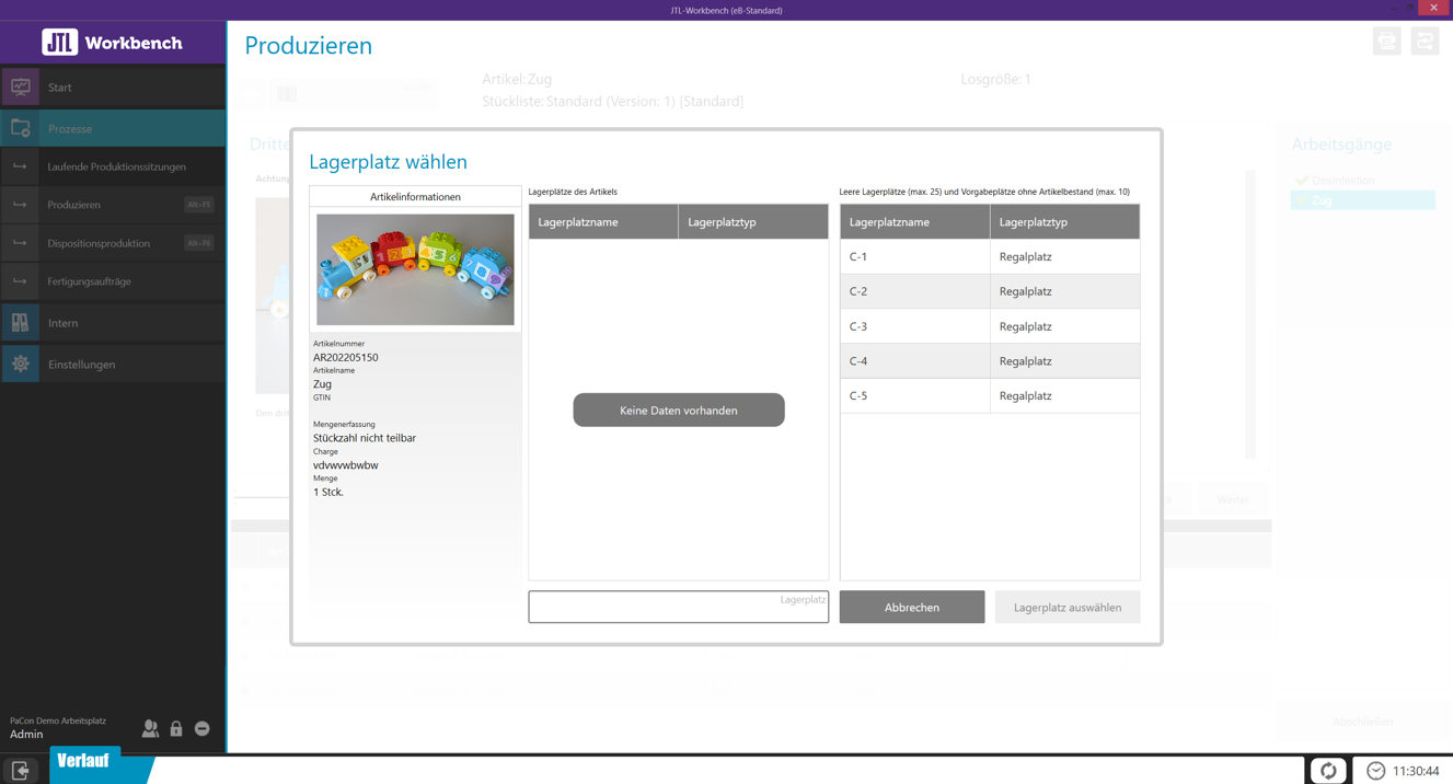 JTL-Workbench: Lagerplatzauswahl