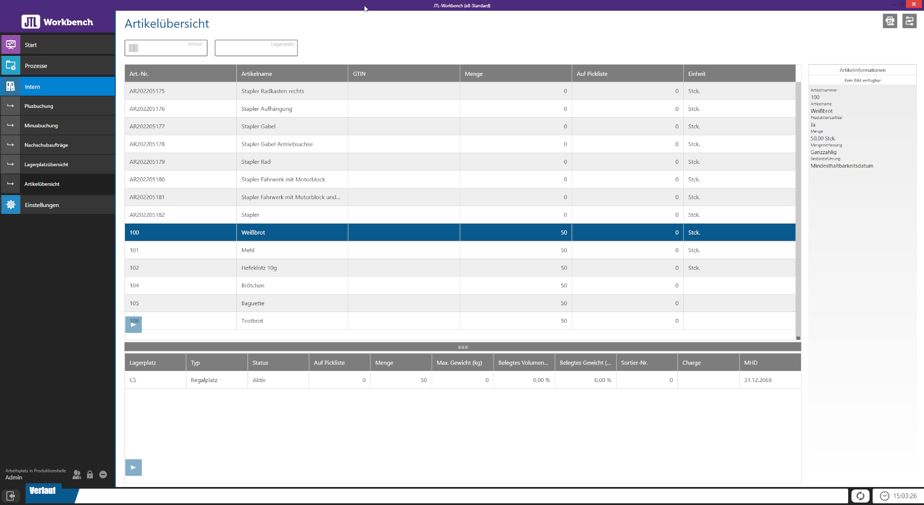 JTL-Workbench: Artikelübersicht