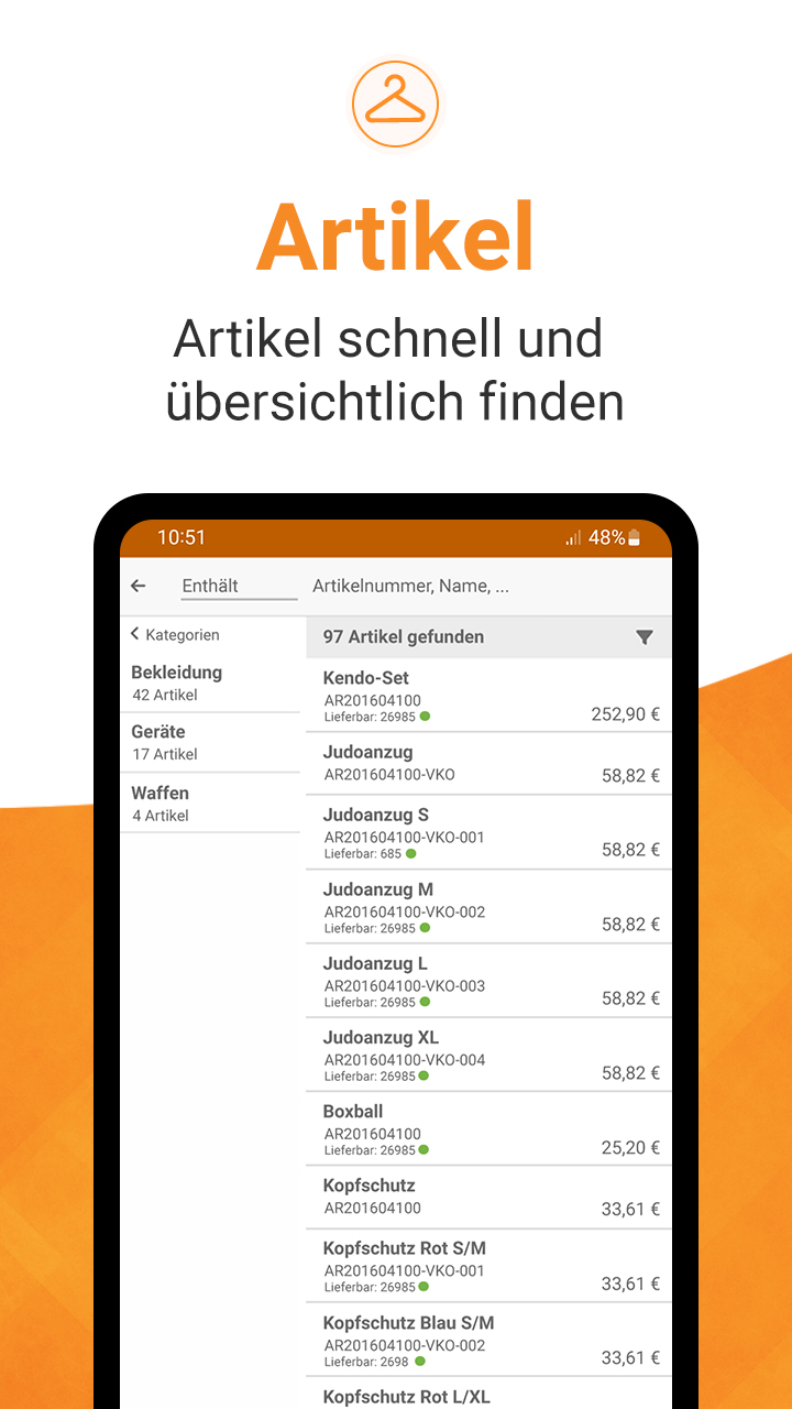 JTL-Wawi App - Artikel in der Warenwirtschaft schnell und übersichtlich auf dem Smartphone finden