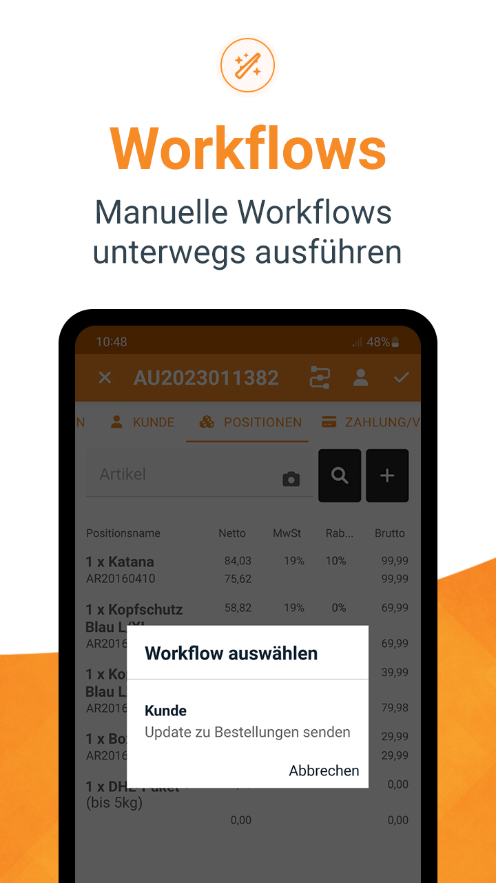 JTL-Wawi App - Workflows aus der Warenwirtschaft unterwegs auf Mobilgerät ausführen