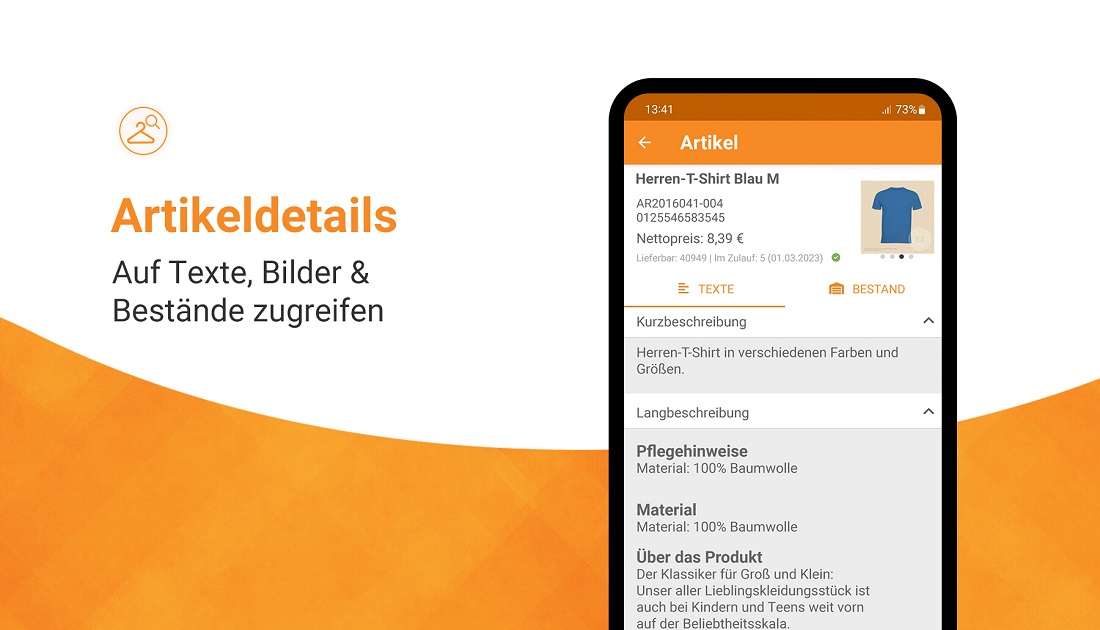 JTL-Wawi App - Mit dem Smartphone auf Artikeldetails mit Texten, Bildern und Beständen zugreifen