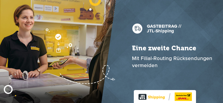 Junge Mitarbeiterin im DHL-Shop mit Kundin