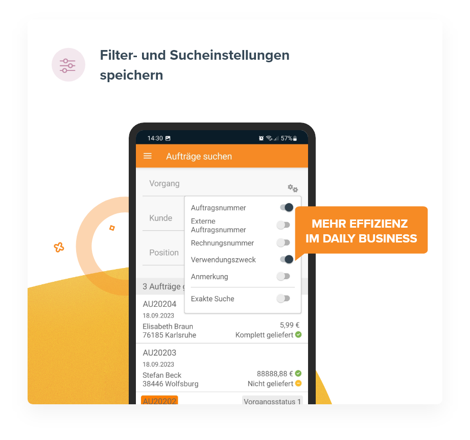 Neue Features in der JTL-Wawi App ab Version 1.8: Speichern Sie Ihre Filter- und Sucheinstellungen für später
