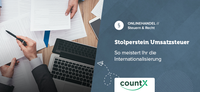 Blogbookheader für Blogbeitrag Stolperstein Umsatzsteuer von countX
