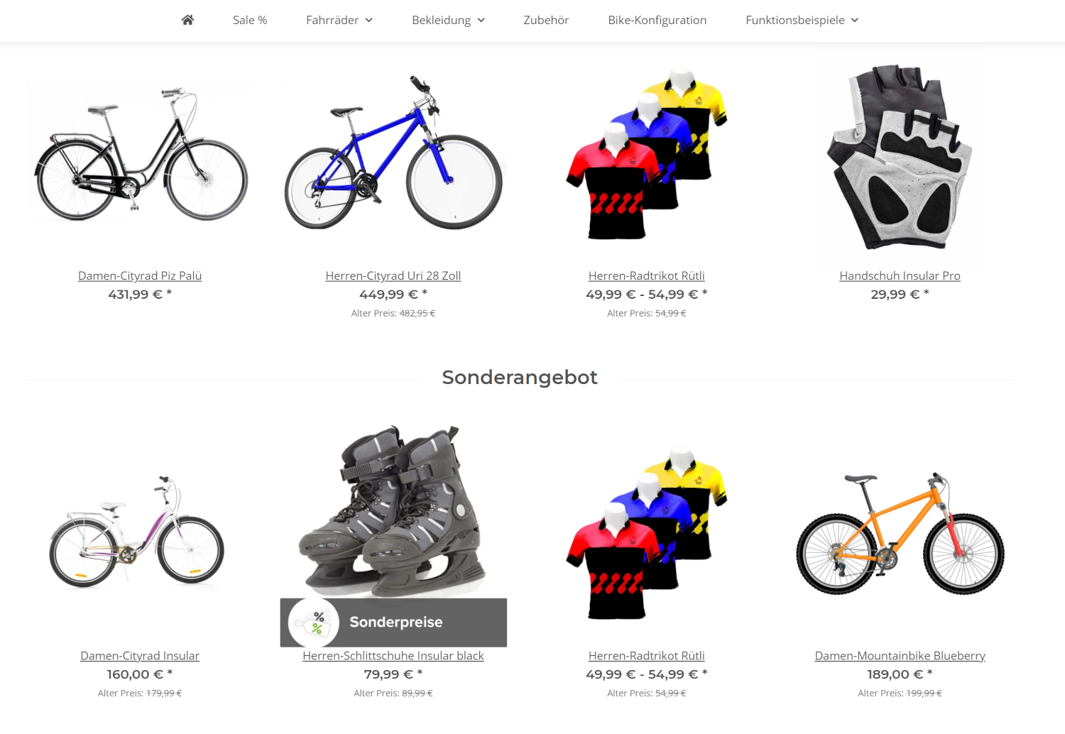 JTL-Shop 5.3 Product-Stream mit Fahrrädern und Fahrradzubehör
