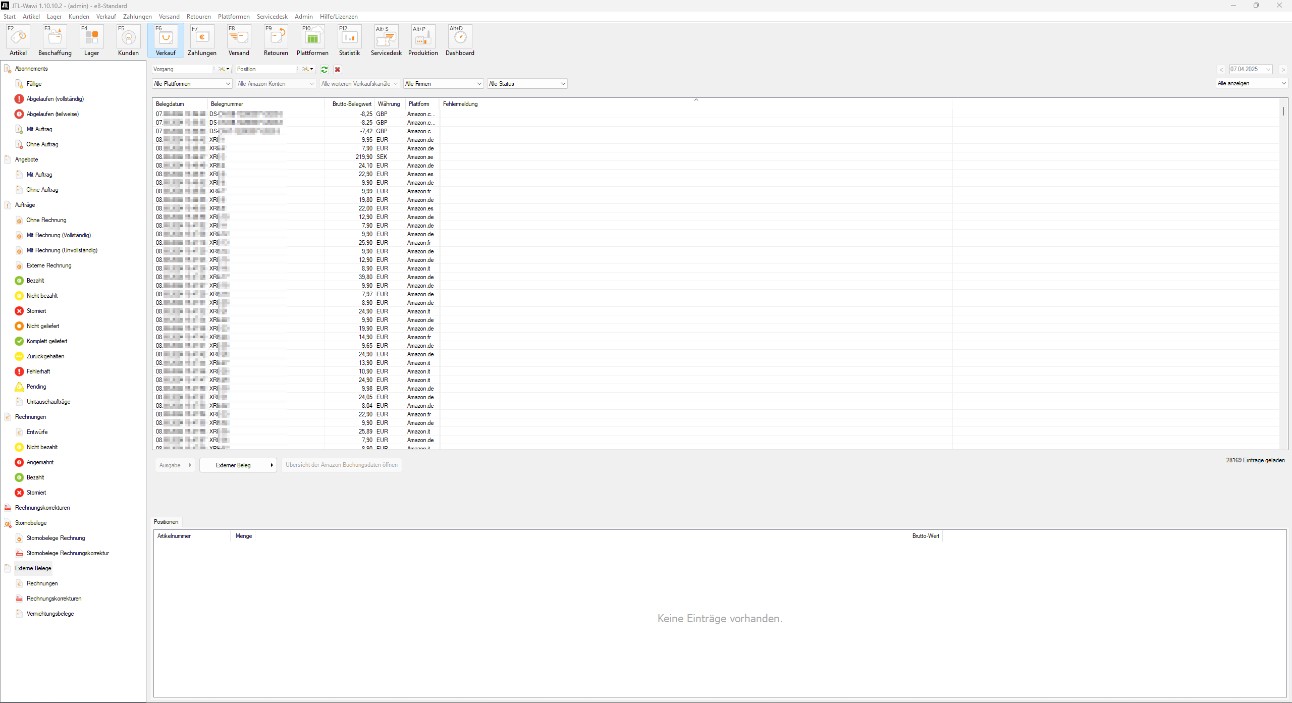 Externe Belege in JTL-Wawi