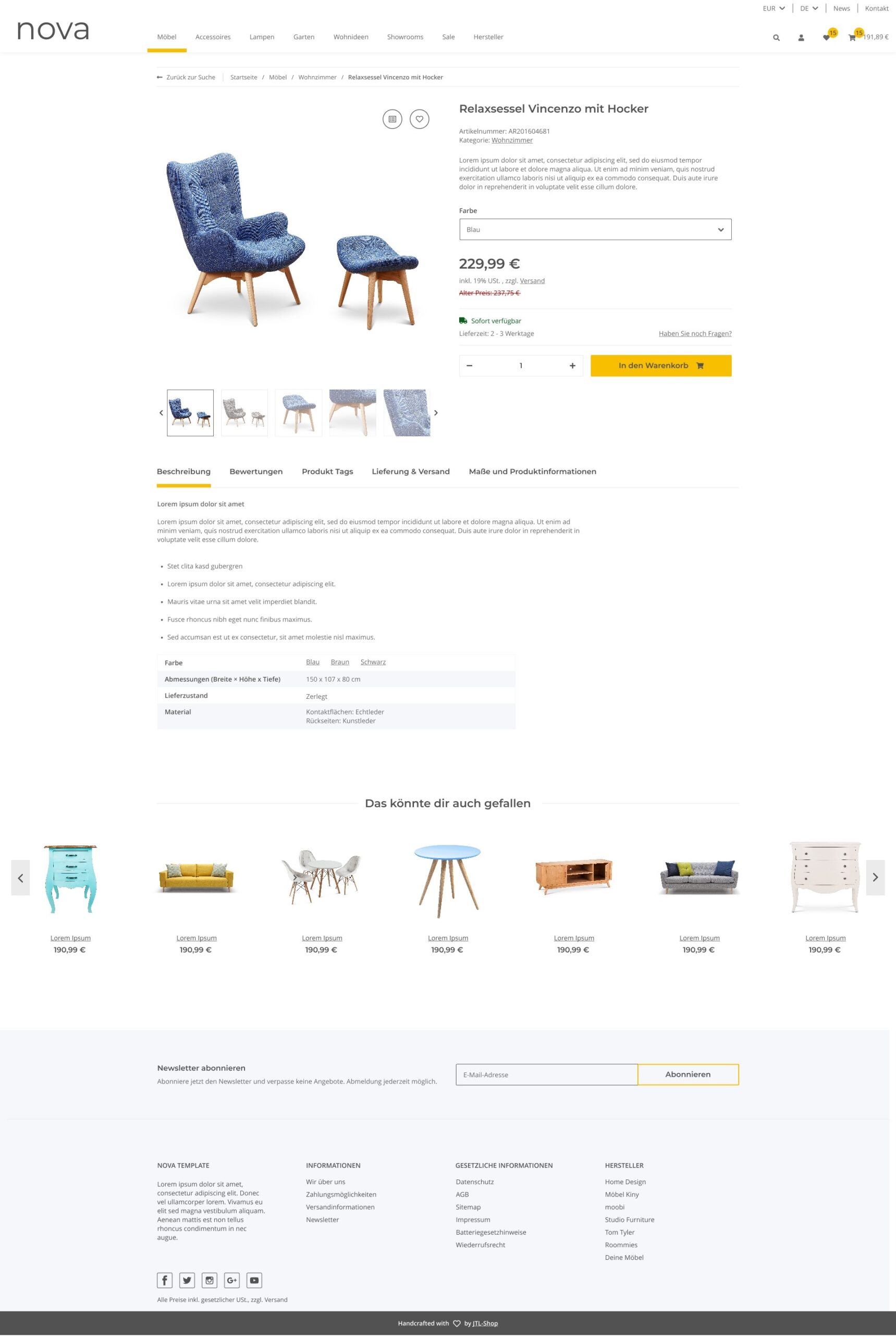 Screenshot des Shop-Template NOVA von JTL
