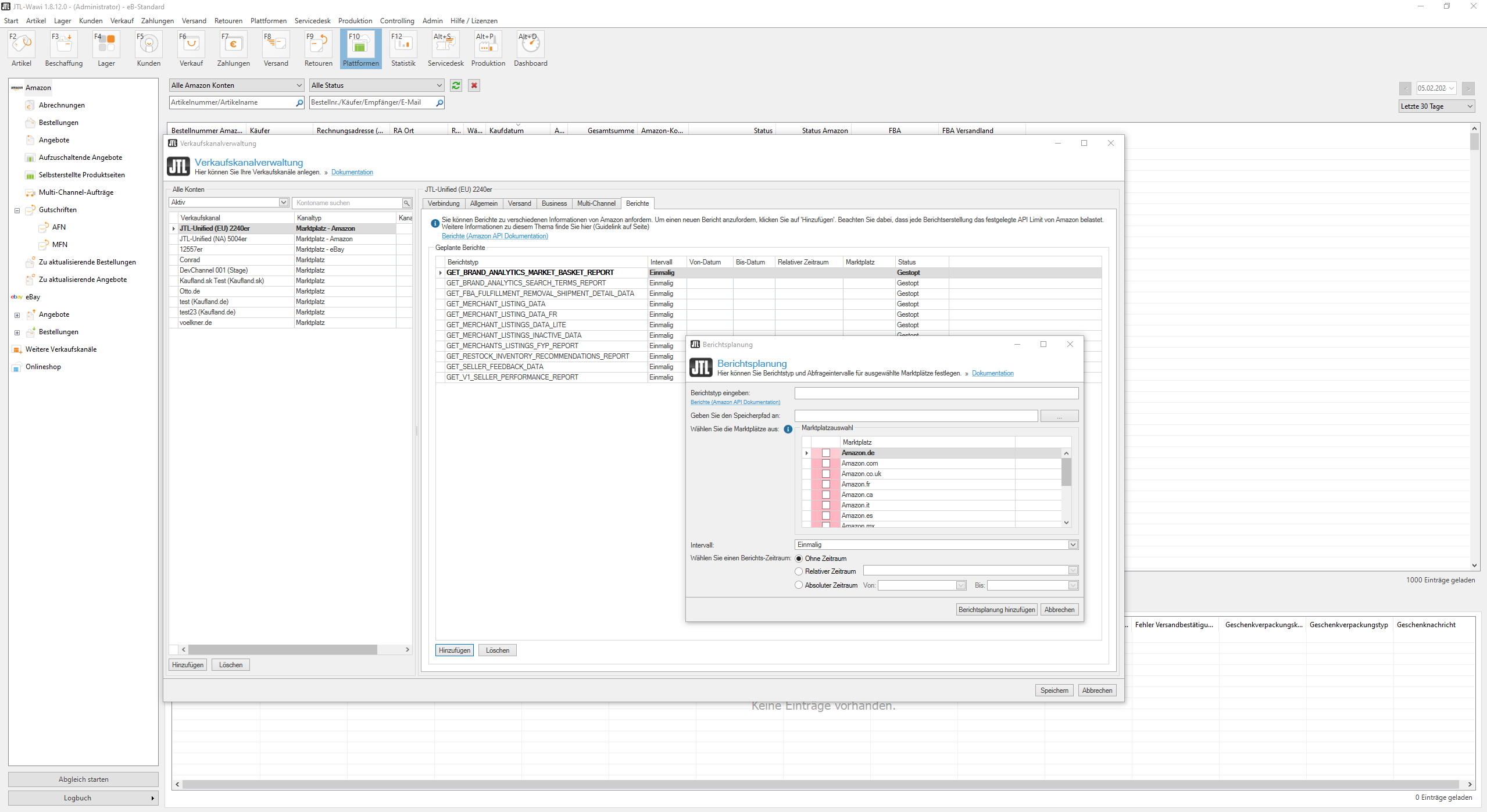 UI JTL-Wawi Amazon Report Scheduler